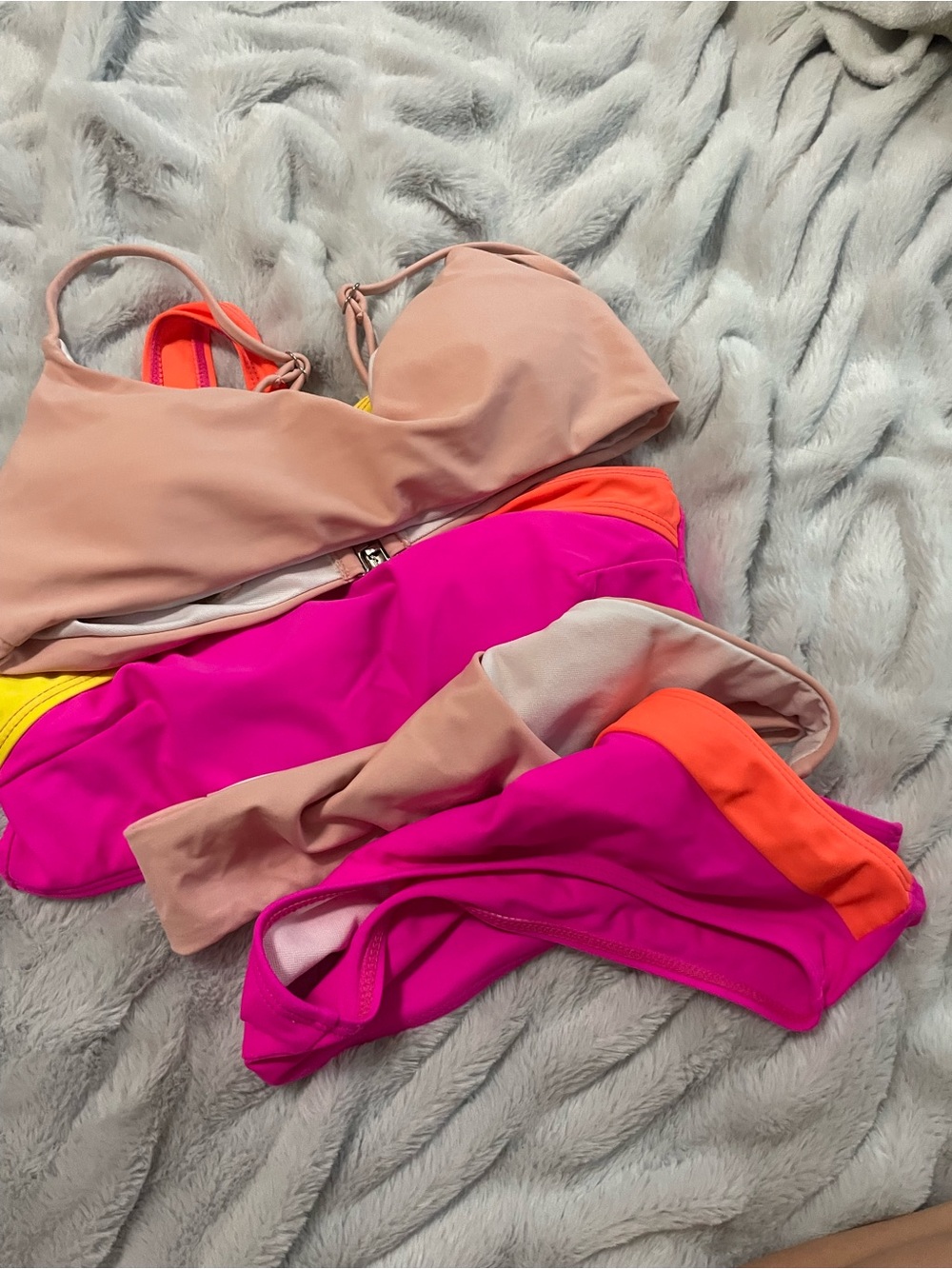 SHEIN Kids Bikini Set in Beige, Hot Pink, Orange, Yellow